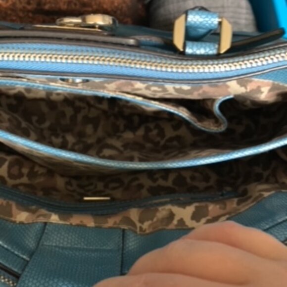 10. RARE VINTAGE Guess Grayson Blue Snakeskin Satchel - Picture 3 of 13